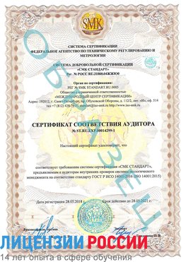 Образец сертификата соответствия аудитора №ST.RU.EXP.00014299-1 Керчь Сертификат ISO 14001